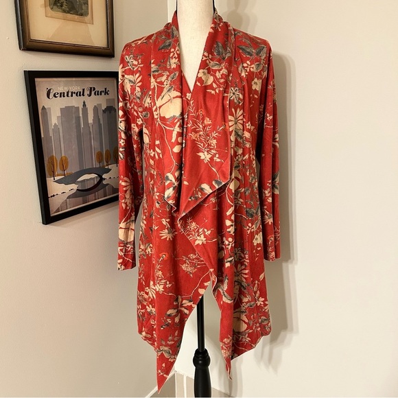 Soft Surroundings Sweaters - Soft Surroundings Red Floral Cardigan SZ M